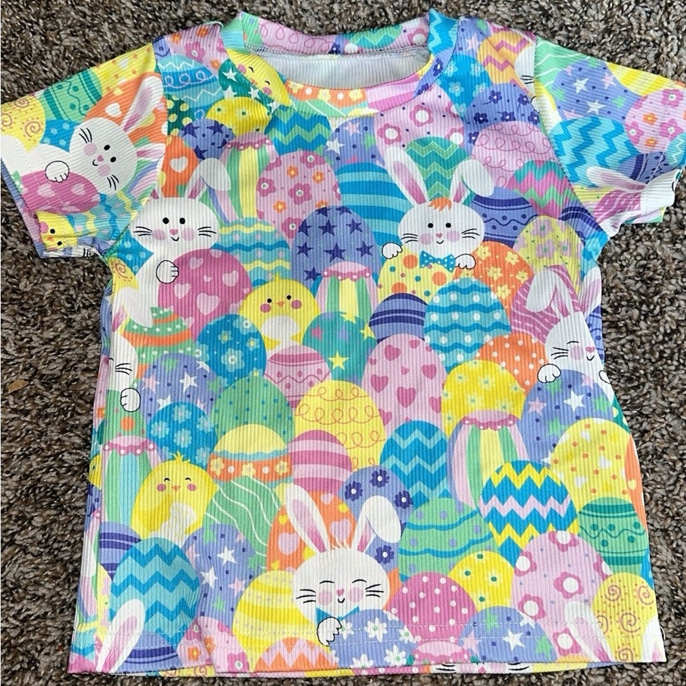 Colorful Easter Bunny and Egg Kids Shirt